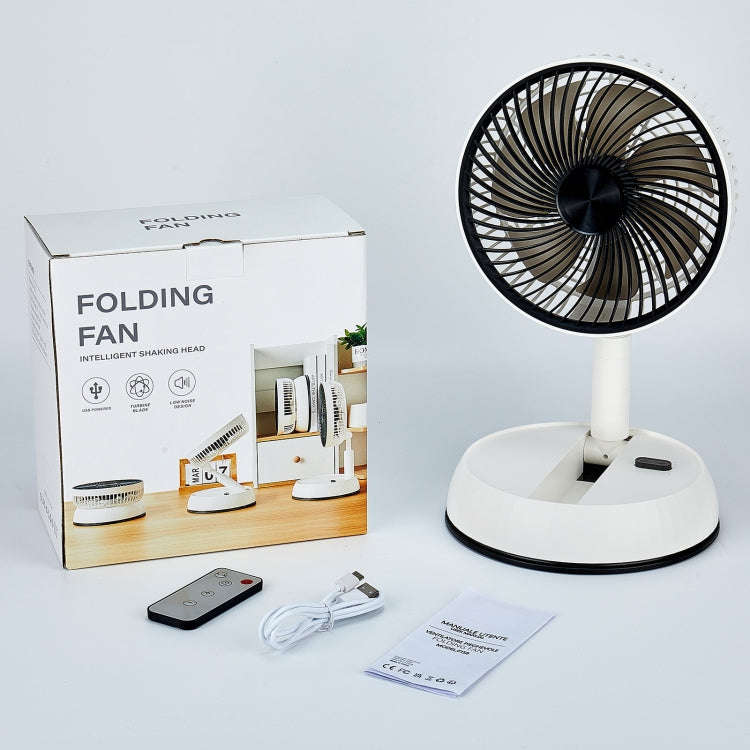 8-inch Portable Folding Telescopic Fan Can Shake Head with Timing & Remote Control(White 5400  mAh)