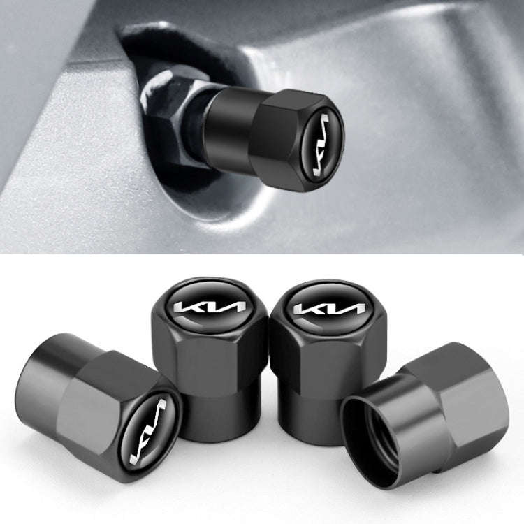 3sets/12pcs For KIA KN Car Tire Valve Core Decorative Metal Cap(Black)