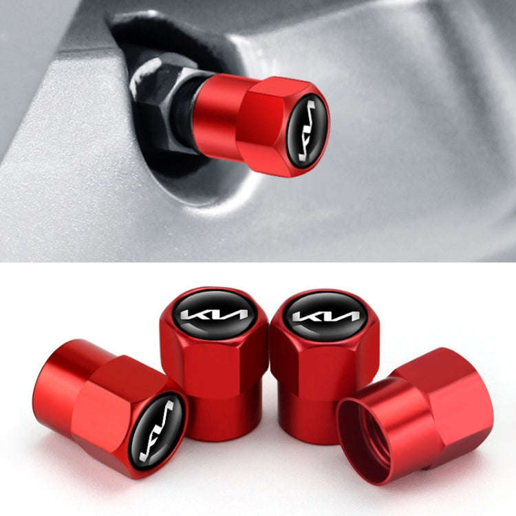 3sets/12pcs For KIA KN Car Tire Valve Core Decorative Metal Cap(Red)