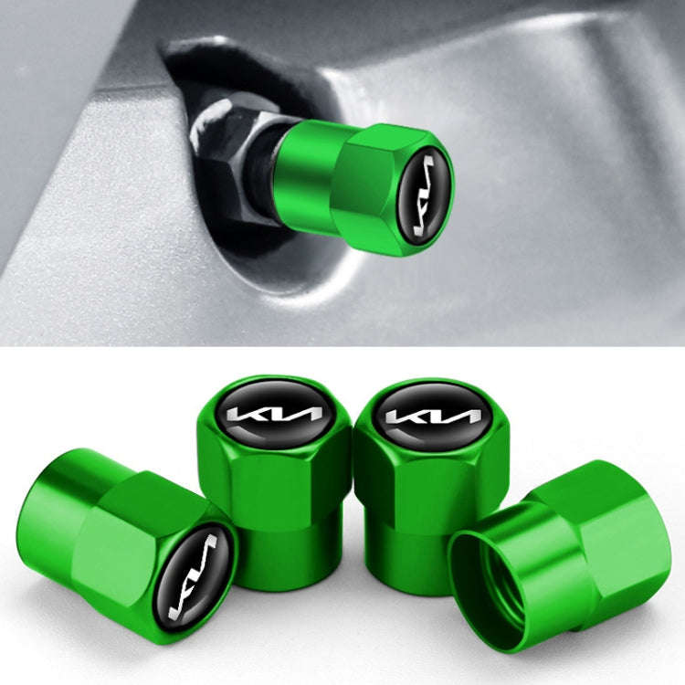3sets/12pcs For KIA KN Car Tire Valve Core Decorative Metal Cap(Green)