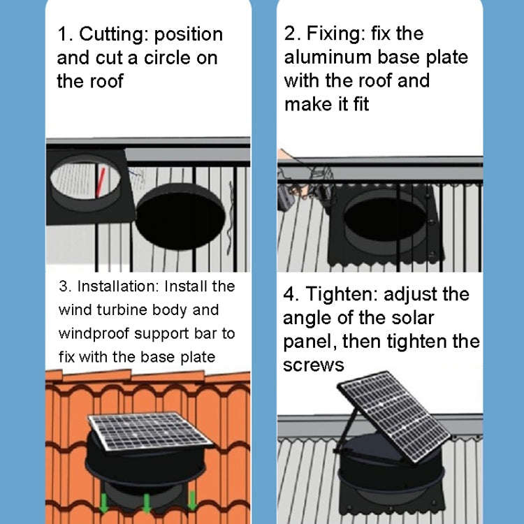 SRVF-320 Solar Roof Exhaust Fan Aluminum Alloy Exhaust Switching Fan Negative Pressure Fan