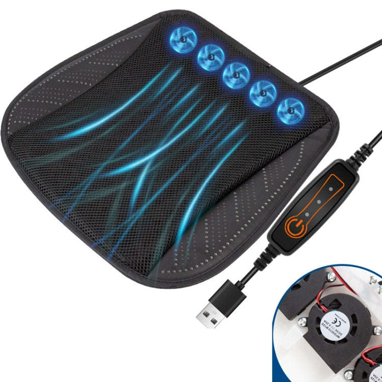Multifunctional USB Fan Ventilation Heat Dissipation Car Seat Cushion(Black)