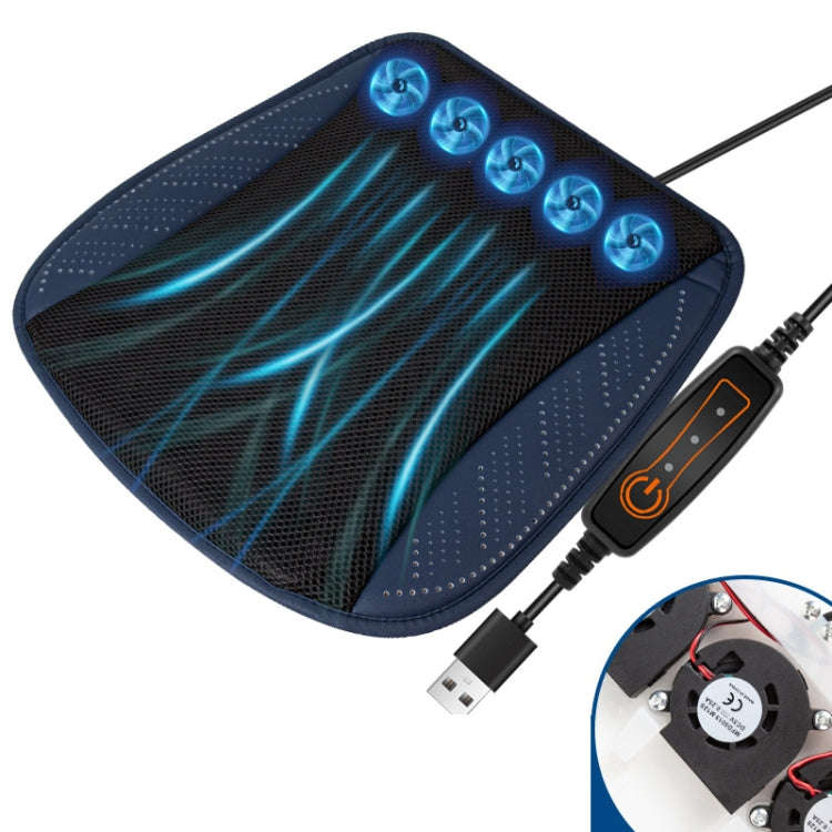 Multifunctional USB Fan Ventilation Heat Dissipation Car Seat Cushion(Navy)