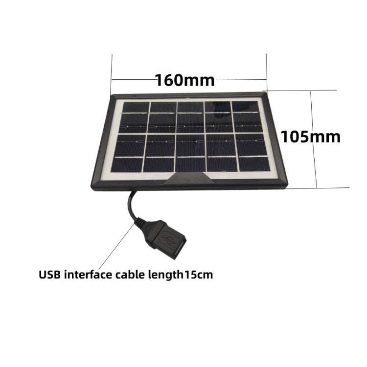 Small Table Lamp Flashlight With USB Female Head 5V/1.8W Solar Panel(Black)