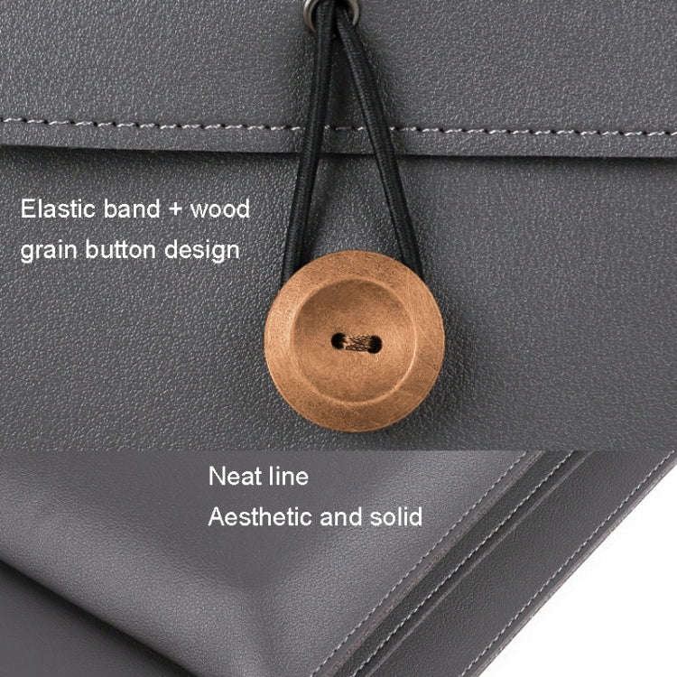 13.3/14 inch Elastic Button Laptop Waterproof PU Handbag(Navy)