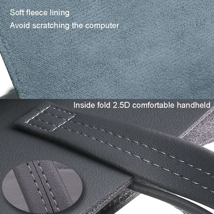 13.3/14 inch Elastic Button Laptop Waterproof PU Handbag(Navy)