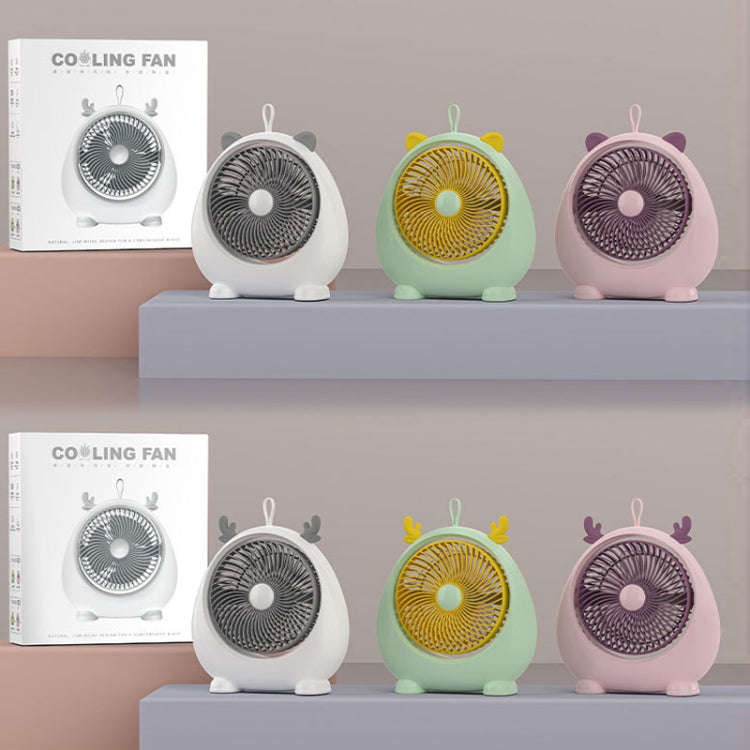 Dormitory Portable Animal Ear Desktop Electric Fan, Style: Charging Version Pink
