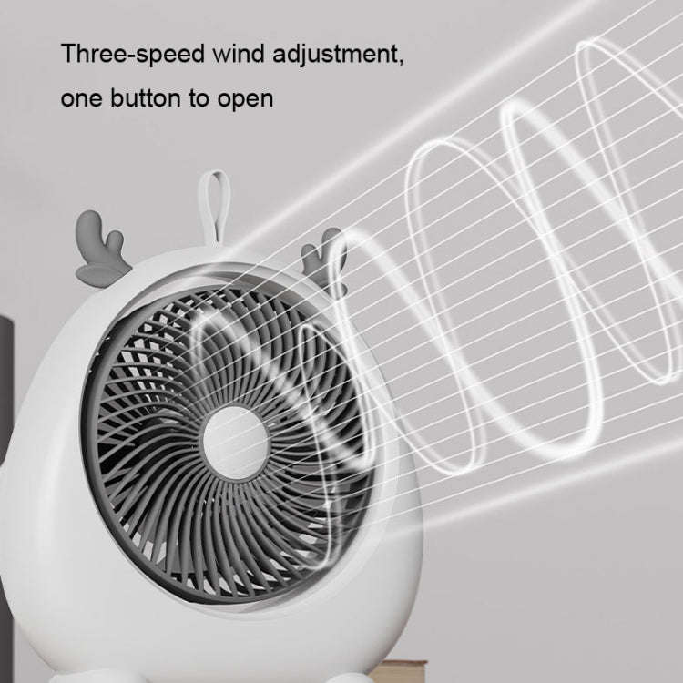 Dormitory Portable Animal Ear Desktop Electric Fan, Style: Charging Version Pink