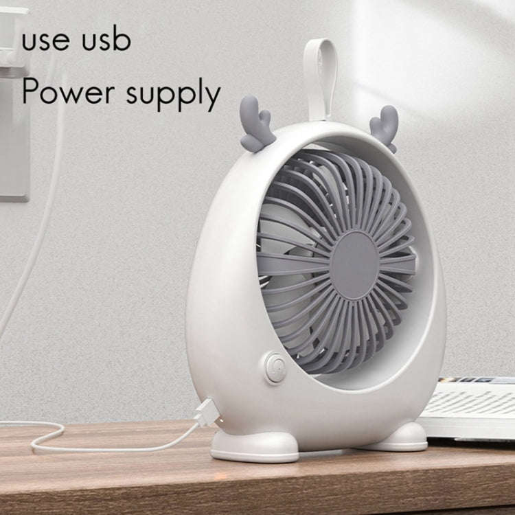 Dormitory Portable Animal Ear Desktop Electric Fan, Style: Charging Version Pink
