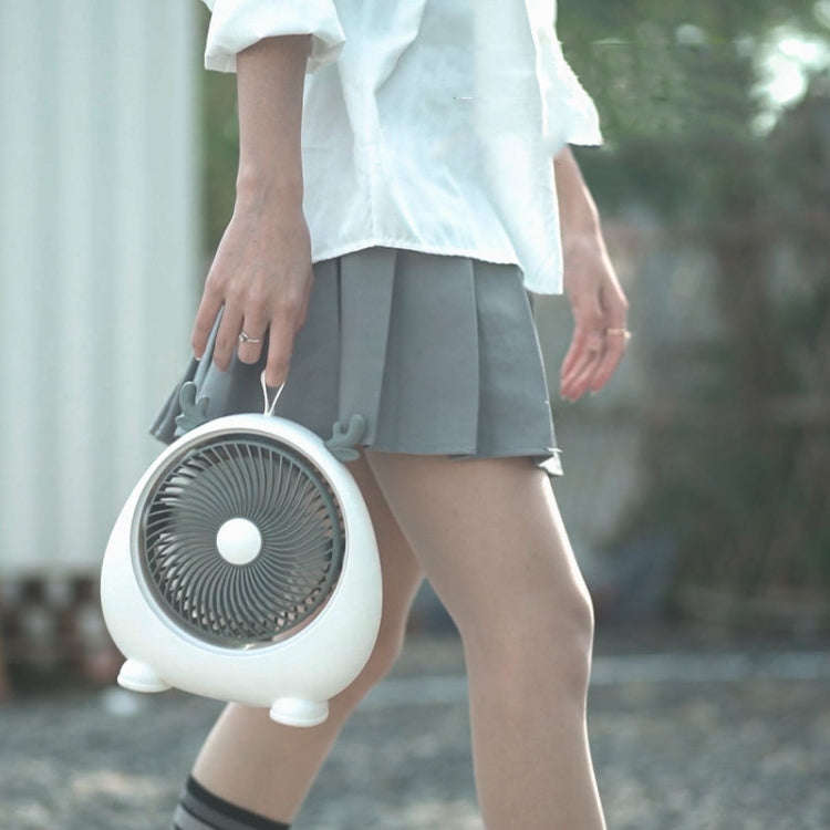 Dormitory Portable Animal Ear Desktop Electric Fan, Style: Charging Version Pink