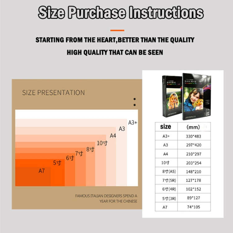 A5 50 Sheets 260g Waterproof RC Photo Paper for Brother/Epson/Lenovo/HP/Canon Inkjet Printers(Rou...