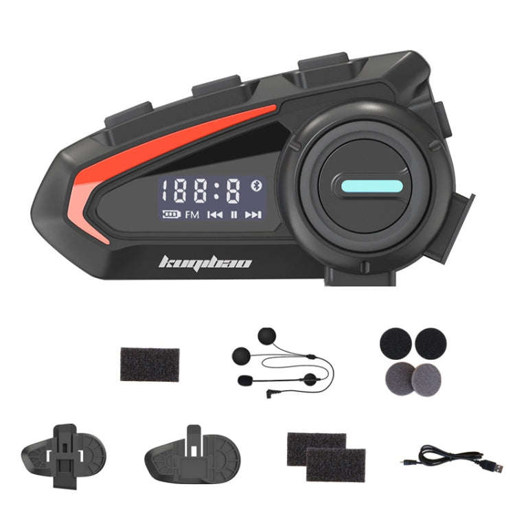 KUQIBAO Motorcycle Helmet Waterproof Bluetooth-compatible Headset With Screen(Hard Microphone)