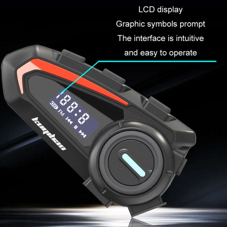 KUQIBAO Motorcycle Helmet Waterproof Bluetooth-compatible Headset With Screen(Hard Microphone)
