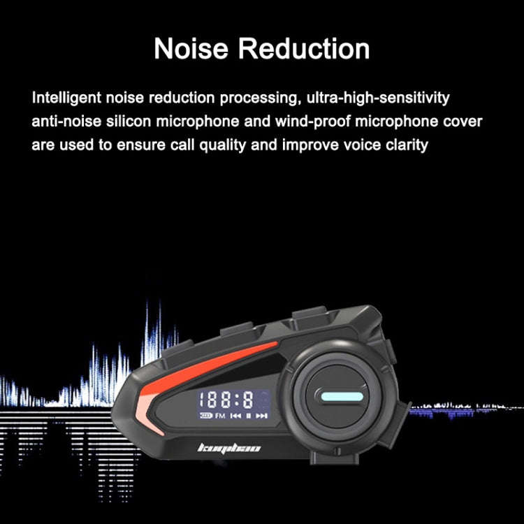 KUQIBAO Motorcycle Helmet Waterproof Bluetooth-compatible Headset With Screen(Soft Microphone)