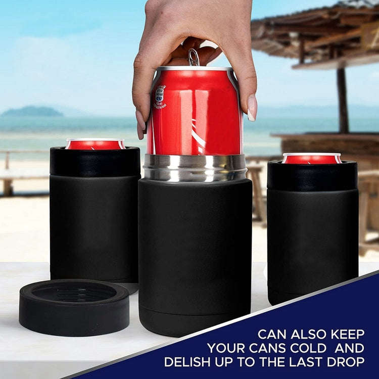 Double Vacuum 12oz Coke Can Insulated Mug 304 Stainless Steel Beer Cooler With Bottle Opener(Black)