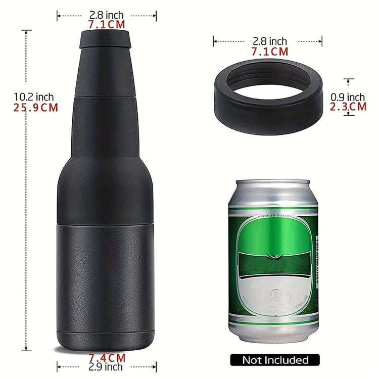 Double Vacuum 12oz Coke Can Insulated Mug 304 Stainless Steel Beer Cooler With Bottle Opener(Black)