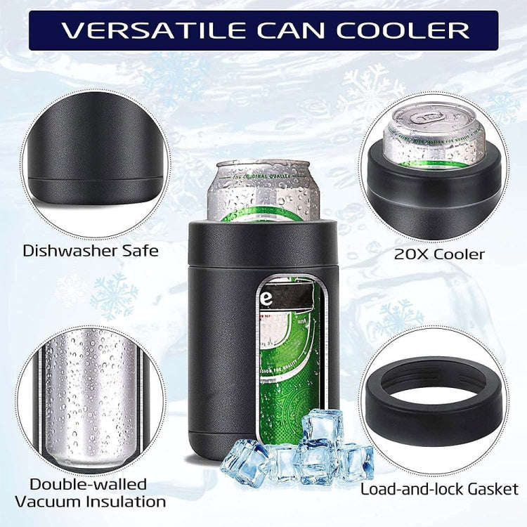 Double Vacuum 12oz Coke Can Insulated Mug 304 Stainless Steel Beer Cooler With Bottle Opener(Black)