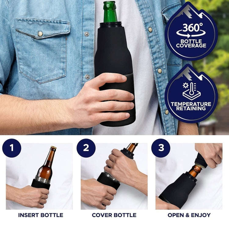 Double Vacuum 12oz Coke Can Insulated Mug 304 Stainless Steel Beer Cooler With Bottle Opener(Black)