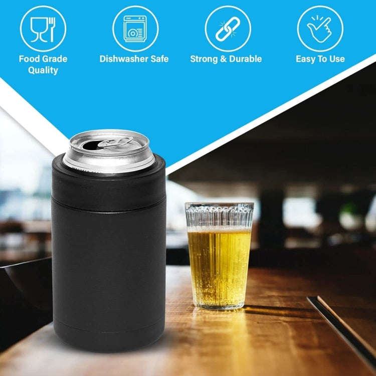 Double Vacuum 12oz Coke Can Insulated Mug 304 Stainless Steel Beer Cooler With Bottle Opener(Black)