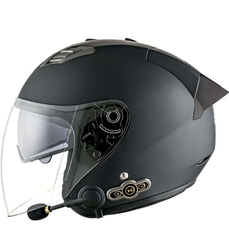 KUQIBAO Motorcycle Smart Bluetooth Sun Protection Double Lens Safety Helmet, Size: M(Matte Black+...