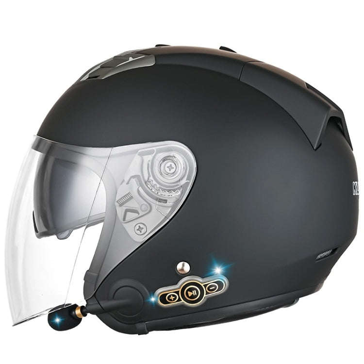 KUQIBAO Motorcycle Smart Bluetooth Sun Protection Double Lens Safety Helmet, Size: L(Matte Black)