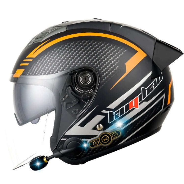 KUQIBAO Motorcycle Smart Bluetooth Sun Protection Double Lens Safety Helmet, Size: L(Matte Black ...