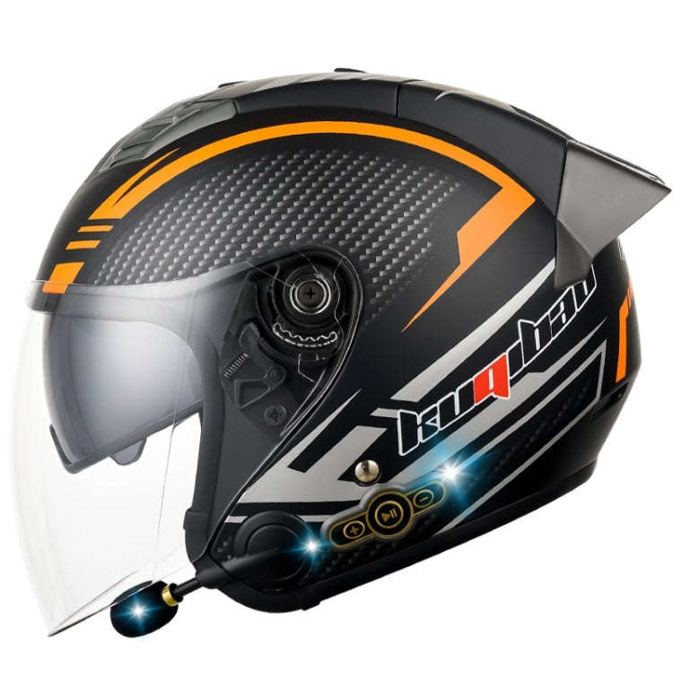KUQIBAO Motorcycle Smart Bluetooth Sun Protection Double Lens Safety Helmet, Size: L(Matte Black ...