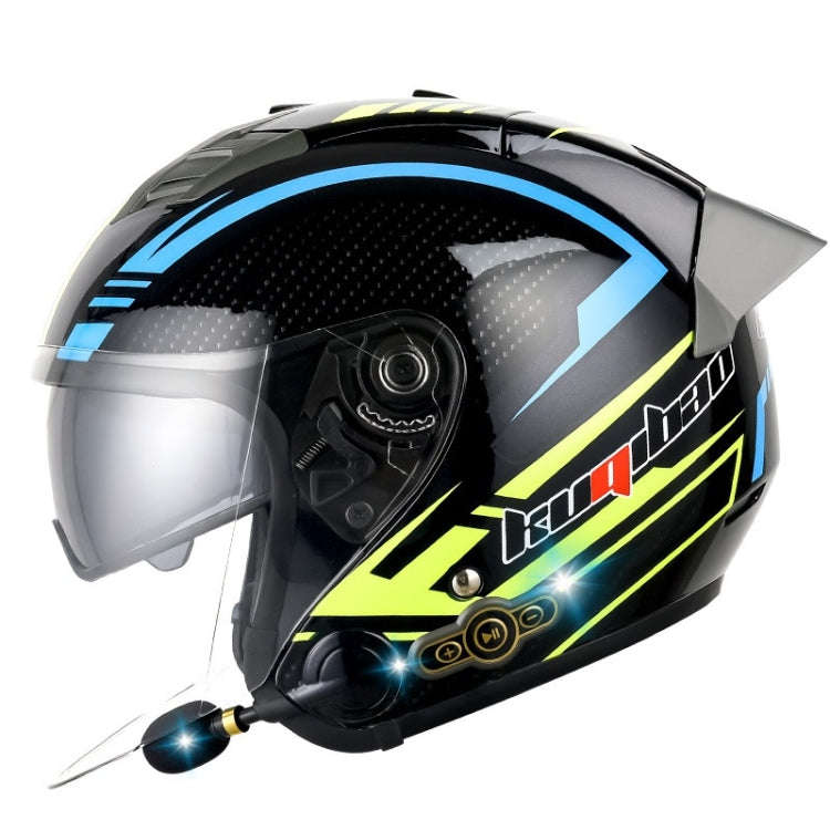 KUQIBAO Motorcycle Smart Bluetooth Sun Protection Double Lens Safety Helmet, Size: L(Bright Black...
