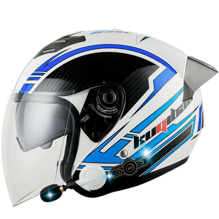 KUQIBAO Motorcycle Smart Bluetooth Sun Protection Double Lens Safety Helmet, Size: L(White Phanto...