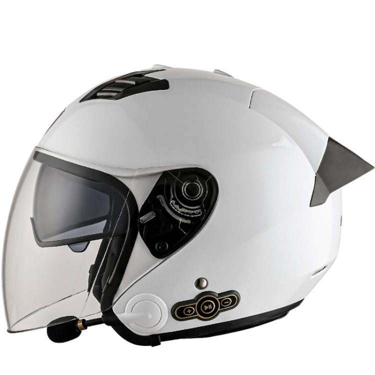 KUQIBAO Motorcycle Smart Bluetooth Sun Protection Double Lens Safety Helmet, Size: L(White+Gray T...
