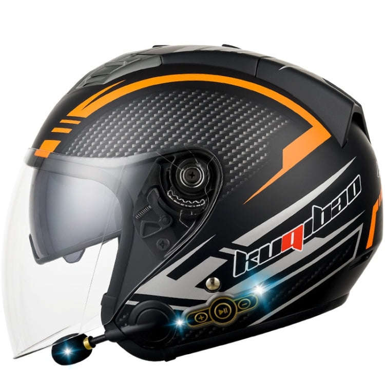 KUQIBAO Motorcycle Smart Bluetooth Sun Protection Double Lens Safety Helmet, Size: XL(Matte Black...
