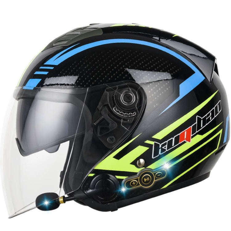 KUQIBAO Motorcycle Smart Bluetooth Sun Protection Double Lens Safety Helmet, Size: XL(Glossy Blac...