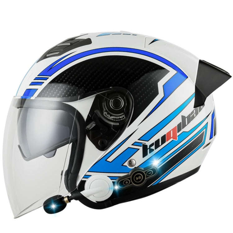 KUQIBAO Motorcycle Smart Bluetooth Sun Protection Double Lens Safety Helmet, Size: XL(White Phant...