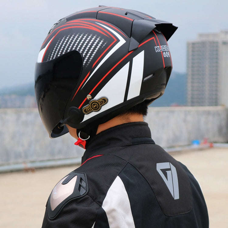 KUQIBAO Motorcycle Smart Bluetooth Sun Protection Double Lens Safety Helmet, Size: L(Matte Black ...