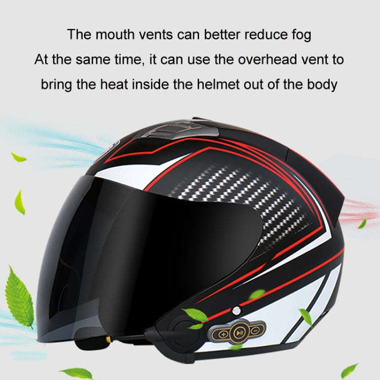 KUQIBAO Motorcycle Smart Bluetooth Sun Protection Double Lens Safety Helmet, Size: L(Matte Black ...