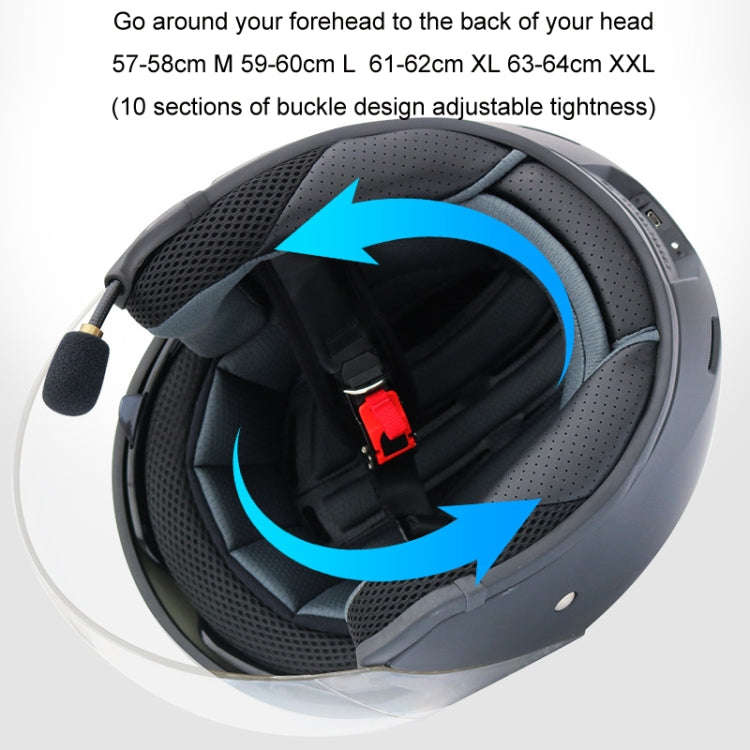 KUQIBAO Motorcycle Smart Bluetooth Sun Protection Double Lens Safety Helmet, Size: L(Matte Black ...