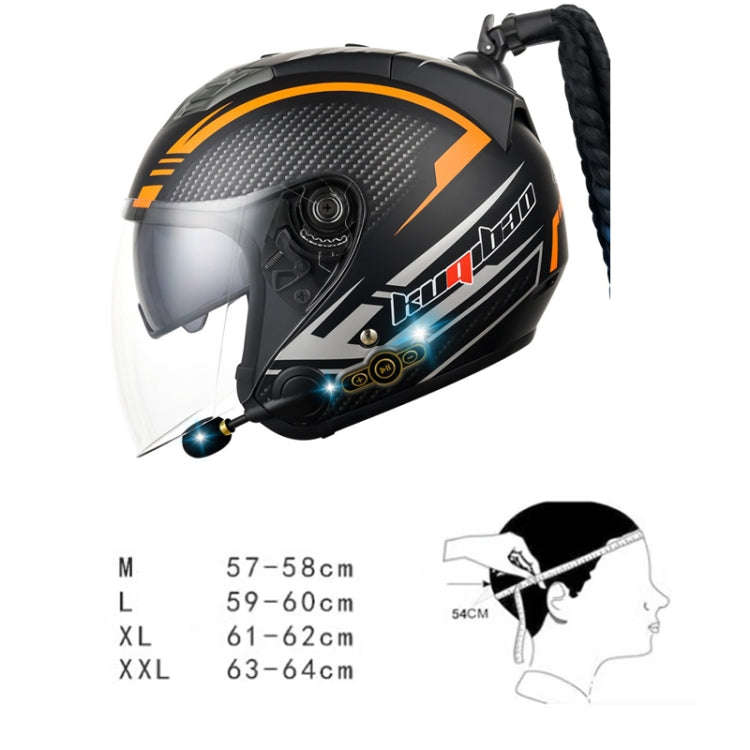 KUQIBAO Motorcycle Bluetooth Headset Double Lens Helmet With Braid, Size: XXL(Scrub Black)
