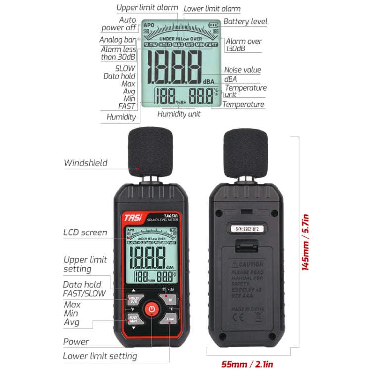 TASI TA651A Household Noise Tester Decibel Device