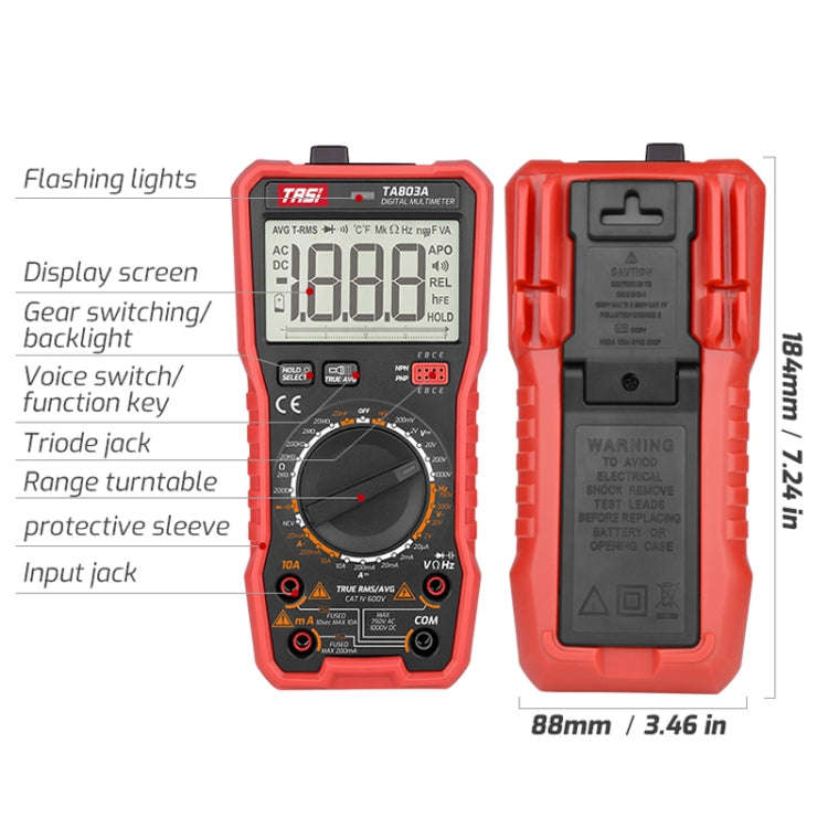 TASI TA803C Digital High Precision Multimeter Digital Display Household Multifunction Electrician...