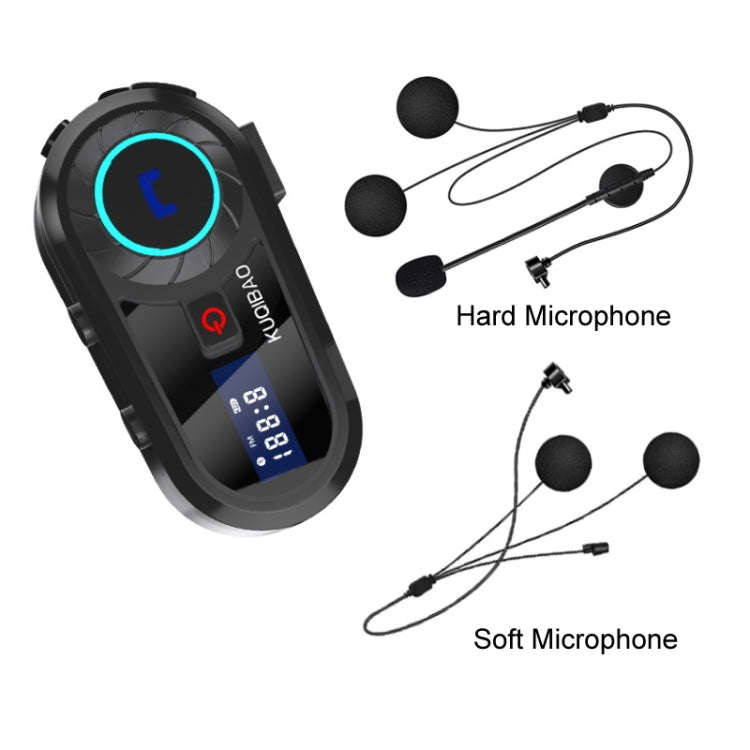 KUQIBAO Motorcycle Helmet Waterproof Bluetooth-compatible Headset With Screen(Hard Microphone)
