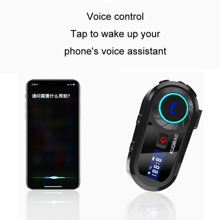 KUQIBAO Motorcycle Helmet Waterproof Bluetooth-compatible Headset With Screen(Hard Microphone)