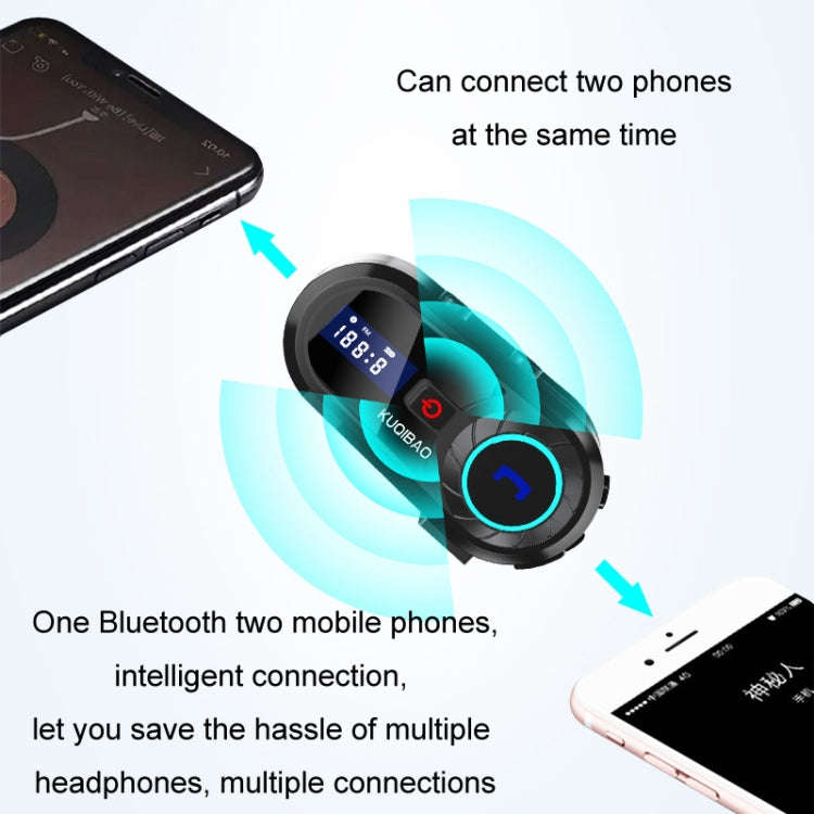 KUQIBAO Motorcycle Helmet Waterproof Bluetooth-compatible Headset With Screen(Hard Microphone)
