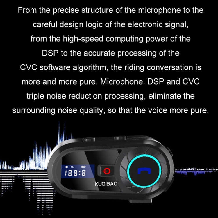 KUQIBAO Motorcycle Helmet Waterproof Bluetooth-compatible Headset With Screen(Hard Microphone)