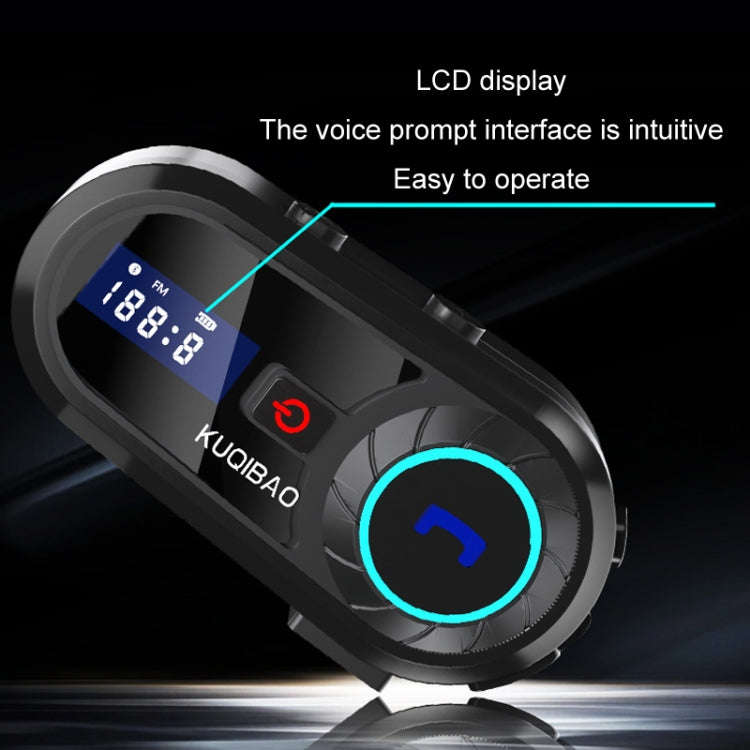 KUQIBAO Motorcycle Helmet Waterproof Bluetooth-compatible Headset With Screen(Hard Microphone)