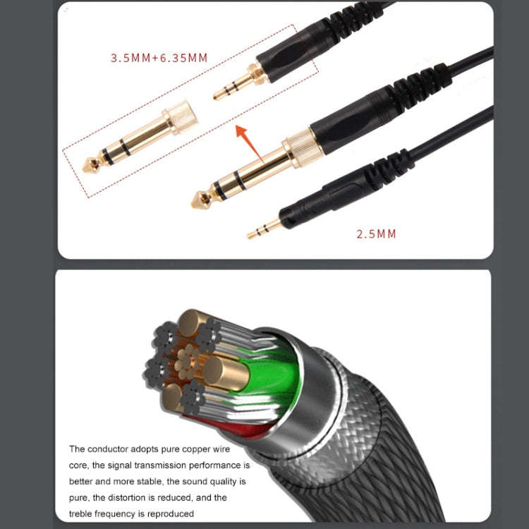 2m For ATH-M50X / M40X / M60X / M70X Headset Audio Cable Replacement Cable(Black)