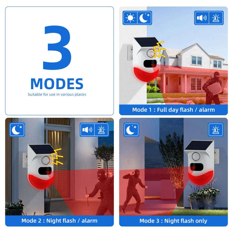 CT80R USB Upgrade Model Infrared Motion Detector Solar Outdoor PIR Wireless Strobe Siren Detector...