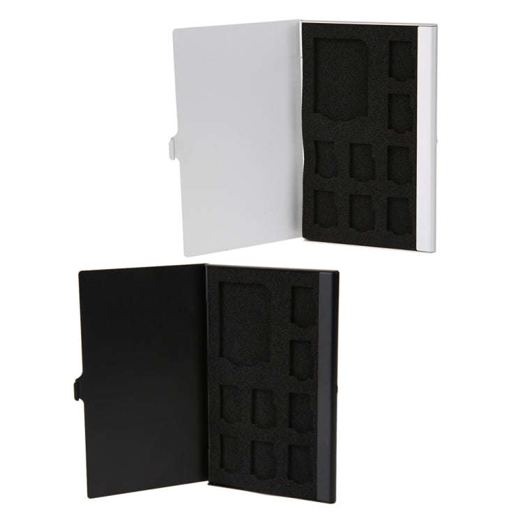 1SD+ 8TF  Aluminum Micro SD Cards Holder Pin Storage Box 9 solts for SD/ SIM/TF Memory Card(Silver)