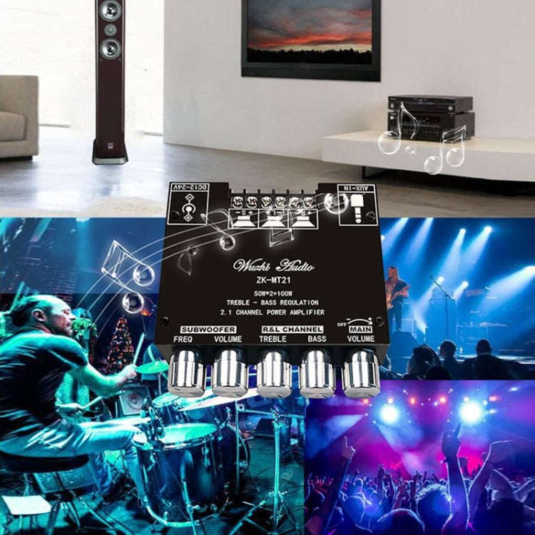 ZK-TB21 TPA3116D2 High & Low Pitch Adjustment 2.1 Channel Bluetooth Full Digital Power Amplifier ...