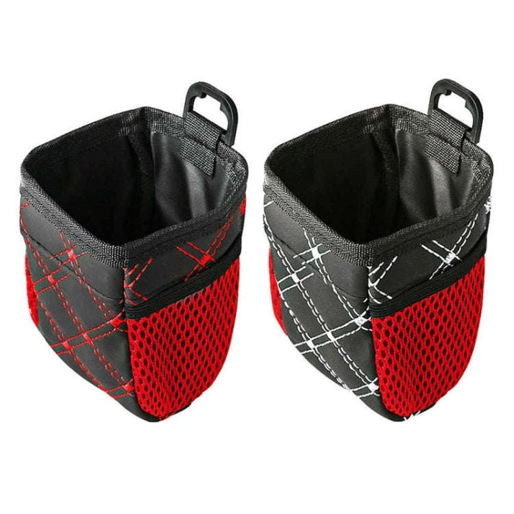 2pcs Car Air Outlet Sundries Storage Bag With Net Pocket(Red Line)
