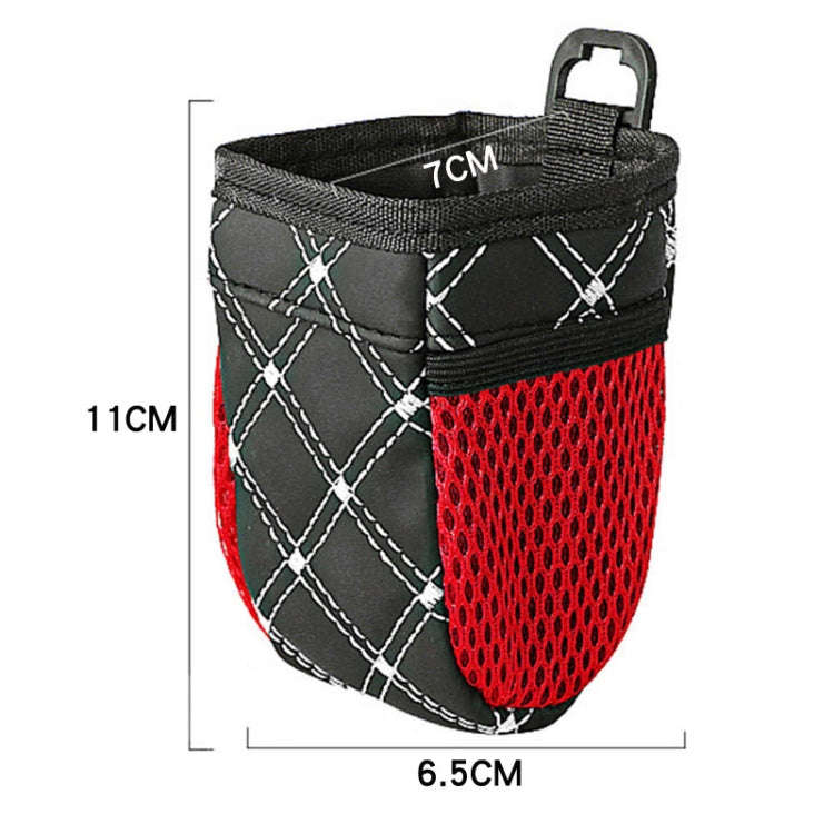 2pcs Car Air Outlet Sundries Storage Bag With Net Pocket(Red Line)